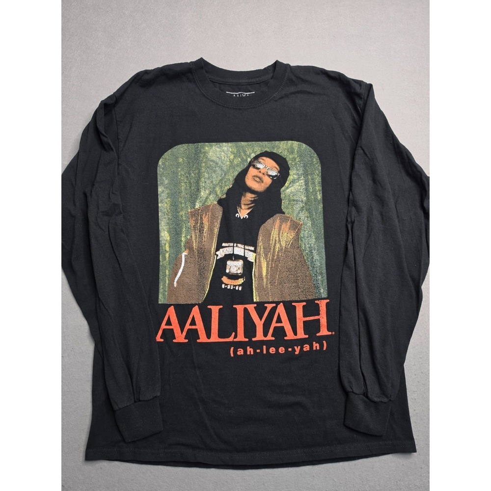 AAliyah‎ Ripple Shirt Men's Large Black Back & Forth Graphic Cotton Long Sleeve